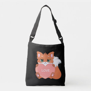 Zorro de bebé lindo con corazón en bolsa transvers