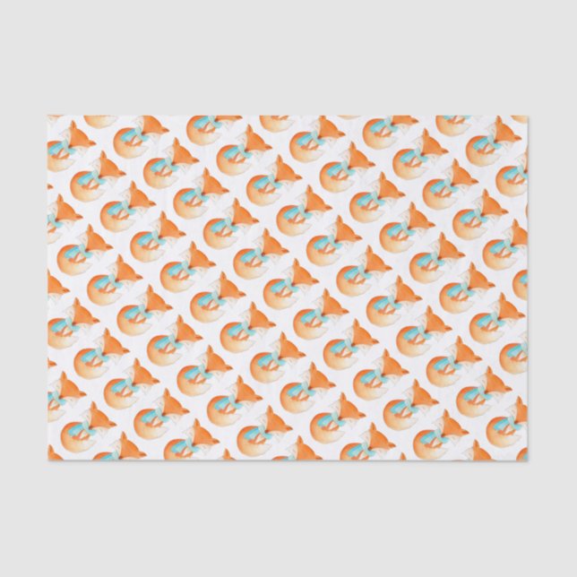 Zorro de la acuarela en el papel seda del navidad (Anverso)