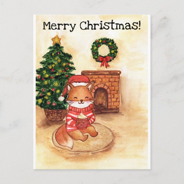 Zorro de Navidad junto a la chimenea (Anverso)