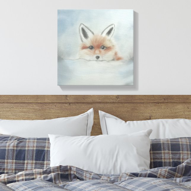 Zorro en arte de lienzo de invierno (Insitu(Dormitorio))