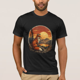 Zorro en camiseta de hombre de fauna silvestre ret