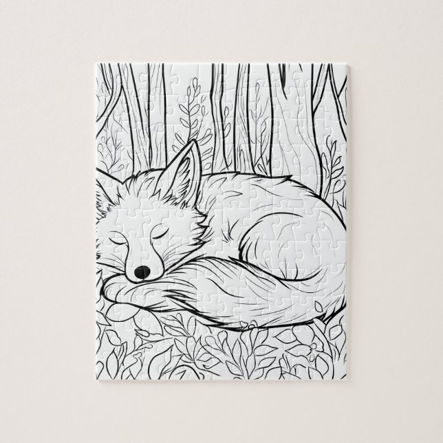 Zorro en el bosque adorable rompecabezas para colo (Vertical)