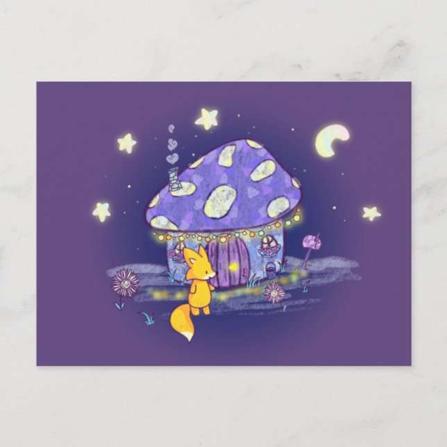 Zorro en la postal de la casa de hongos lunar (Anverso)