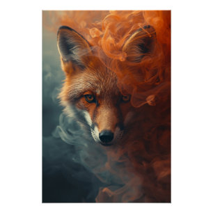 Zorro Etéreo en Humo y Niebla – Póster Místico