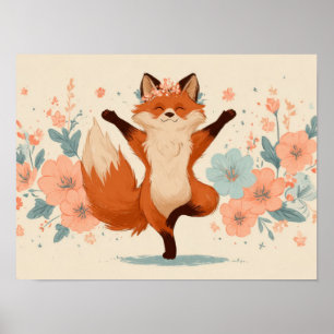 Zorro Feliz con Flores – Arte Animal Caprichoso y