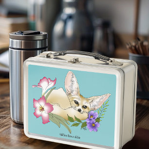 Zorro Fennec Flores Rosadas Purpura Lindas Botánic