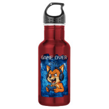 zorro jugador de botella de agua