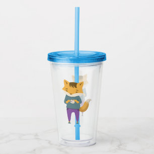 Zorro lindo con taza de té