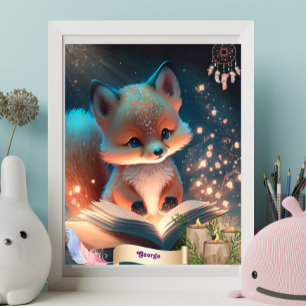 Zorro lindo leyendo un libro Arte personalizado pa