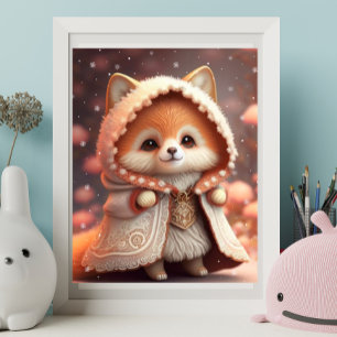 Zorro Naranja Adorable en Arte de Guardería de Bat