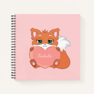 Zorro Pequeño y Lindo Sosteniendo un Cuaderno con 