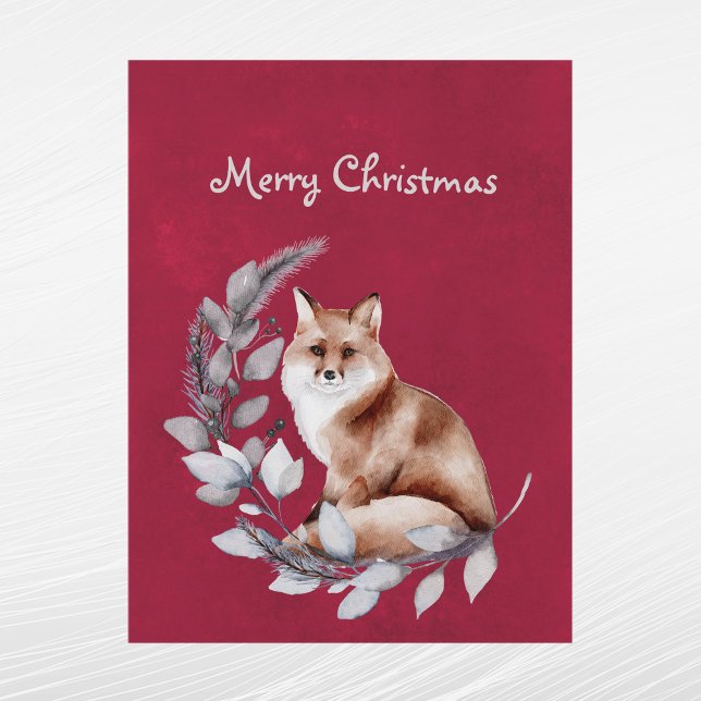 Zorro Rojo de Navidad Hojas Acuarela (Subido por el creador)