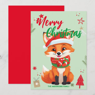 Zorro rojo lindo santa Navidad Fiesta nombre de fa
