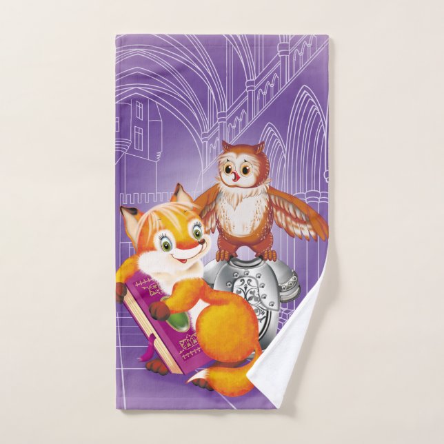 zorro y búho (Toalla de mano)