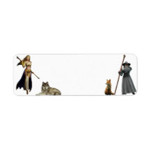 zorro y lobo con figuras v 2 etiqueta