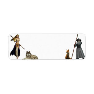 zorro y lobo con los cuadros etiqueta 2 de v