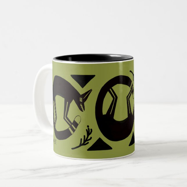 zorros antiguos y flores en la taza verde (Anverso izquierdo)