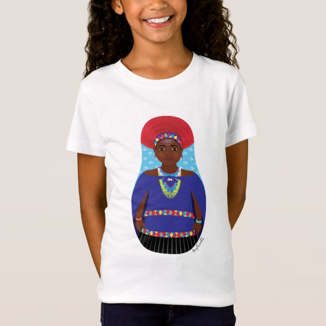 Zulu, camiseta de los Chicas sudafricanos Matryosh (Anverso)