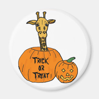 ZZ- Giraffe en un imán de Pumkin Halloween